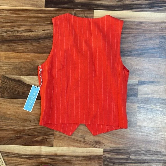 Draper James Red Striped Button-Up Vest size XS - Picture 8 of 8